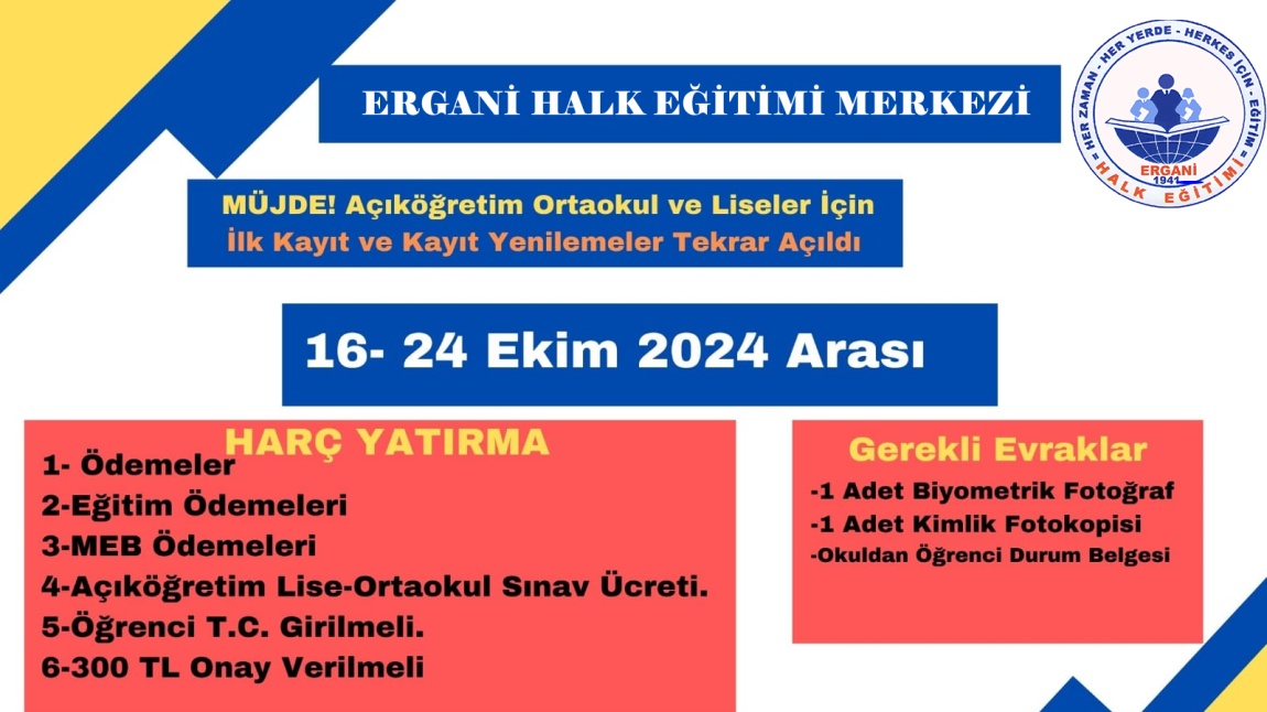 AÇIK ORTAOKUL VE AÇIK LİSELER İÇİN DUYURU